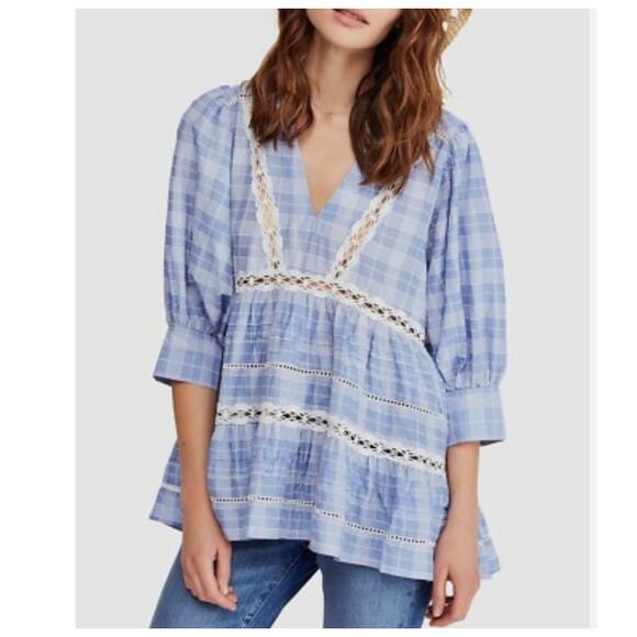 Free People Tops - Free People Sz L Time Out Tunic Top Cotton Peasant Boho Feminine Lace Prairie